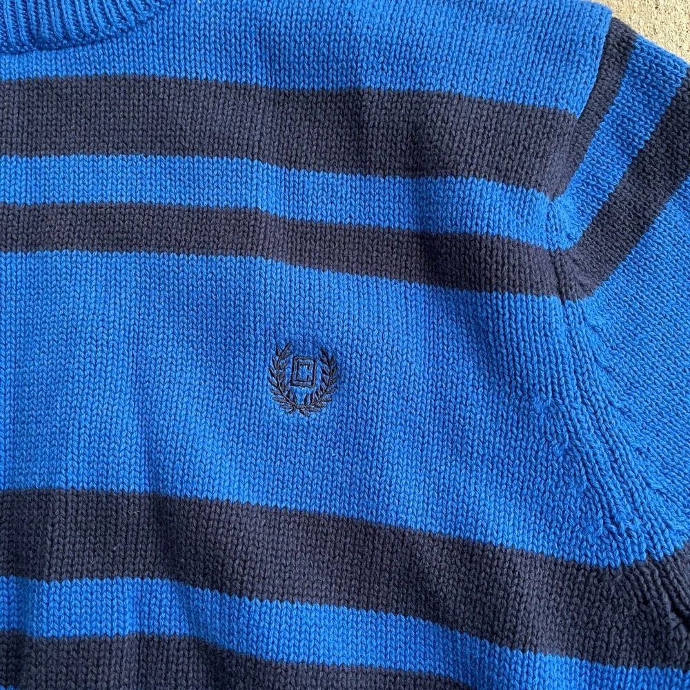 Chaps Mens Blue Navy Striped‎ Crew Neck Pullover Sweater Size Medium